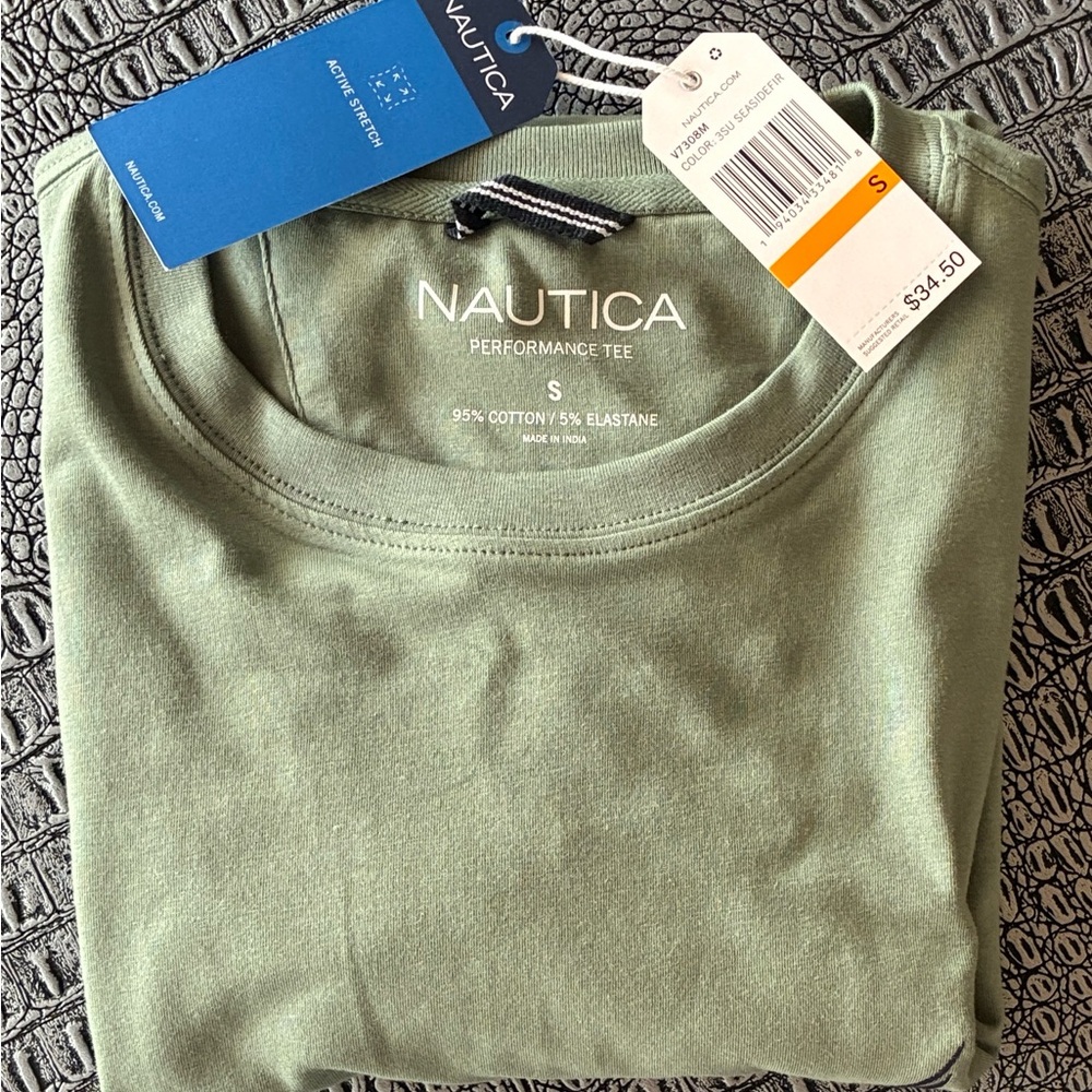 Nautica Men's Short Sleeve Crew Tee Olive Green